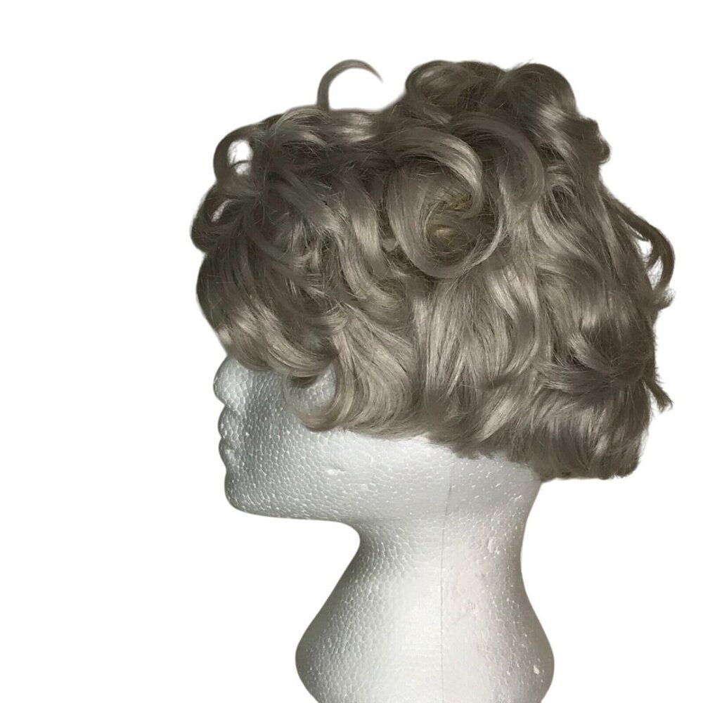 Wig Short Curly Silver Grey Gray Costume Dress Up Theatre Granny Grandma